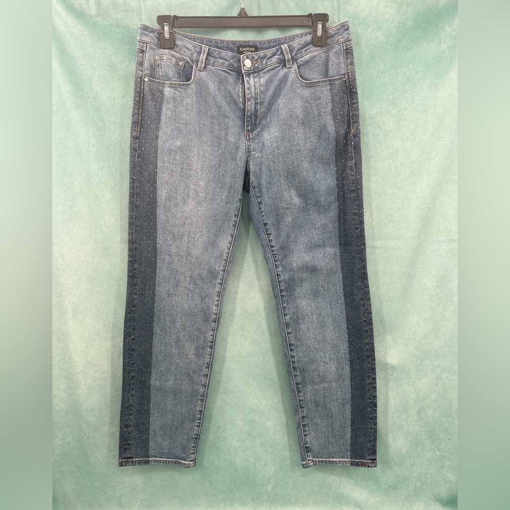 Bebe Rhinestone Denim 30 - Picture 2 of 12